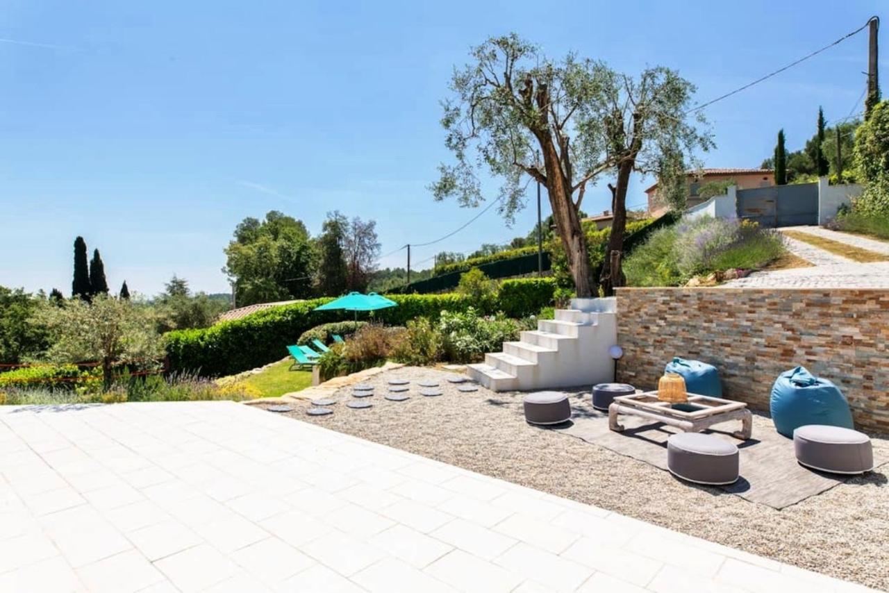 Cote D'Azur, Villa New Gold Dream With Heated And Privat Pool, Sea View Le Rouret Ngoại thất bức ảnh